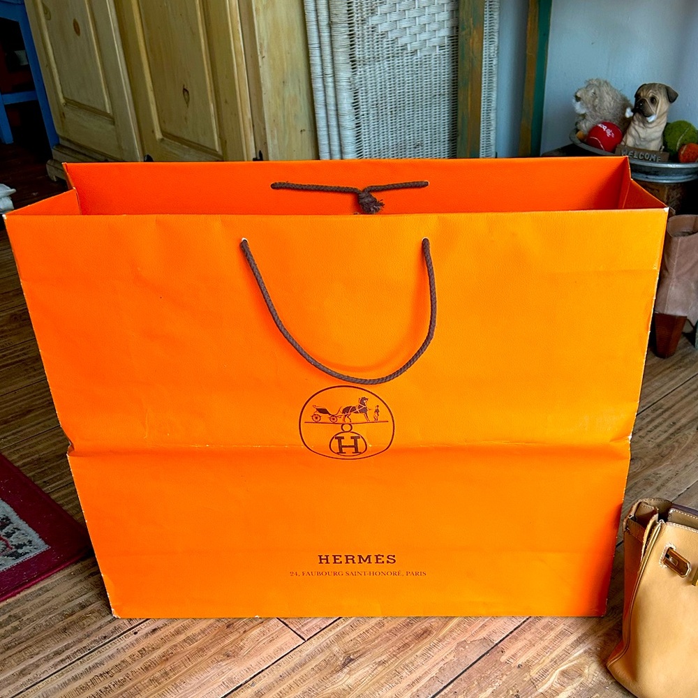 Vibrant Orange Shopping Bag. Authentic